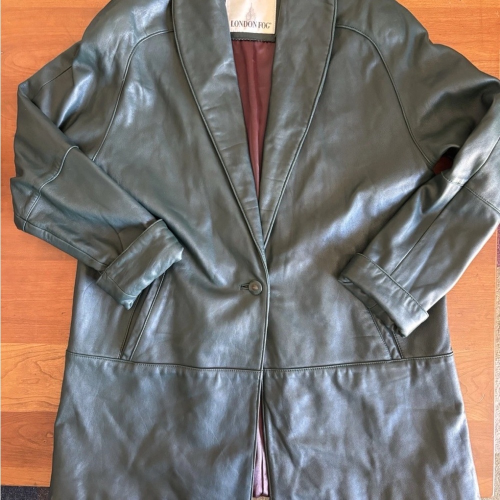 London Fog Women's Dark Green Leather Jacket
